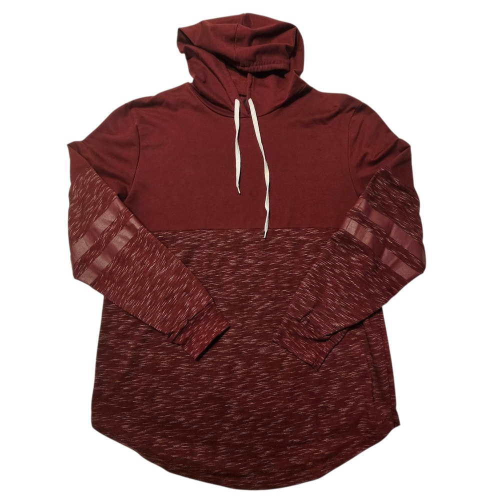 CARBON XXL Burgundy Red Hoodie Long Sleeve Striped Pullover‎ Women's